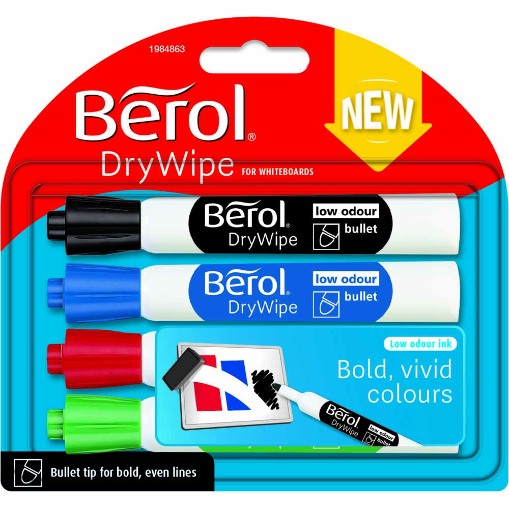 Berol Drywipe Bullet Tip Asst 4 pack Image