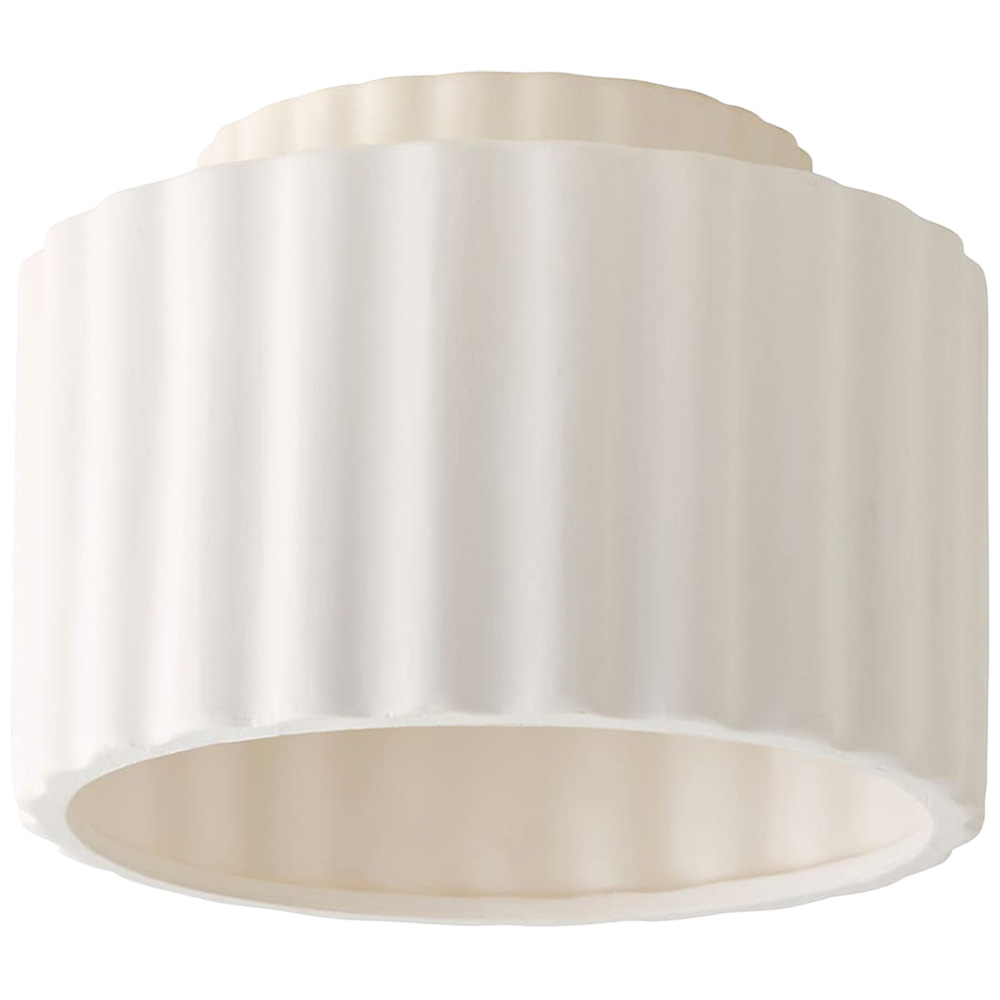 ValueLights Pablo Paint Me Plain Ribbed Ceramic Shade LED Flush Ceiling Light with Bulb Image 1