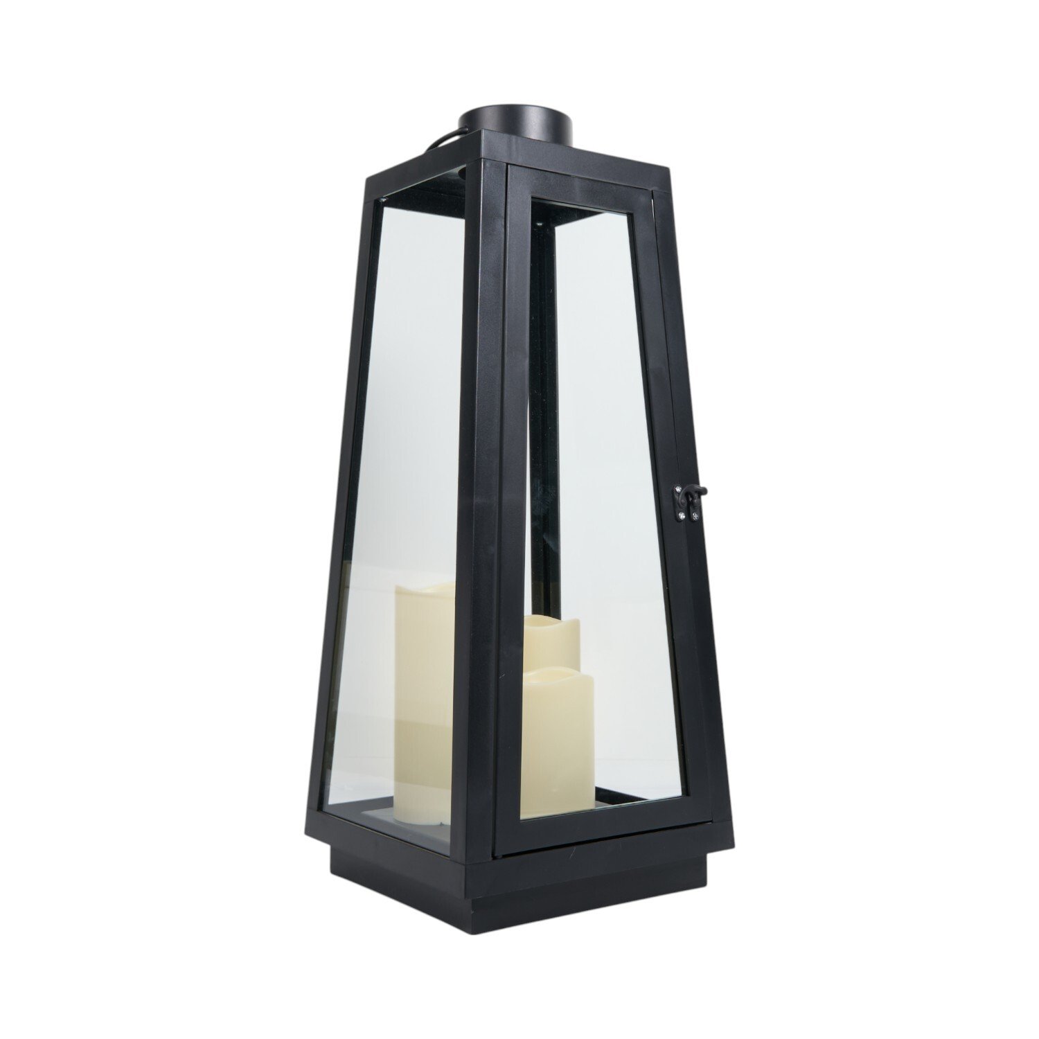 Black Triple LED Candle Lantern Black Image 2