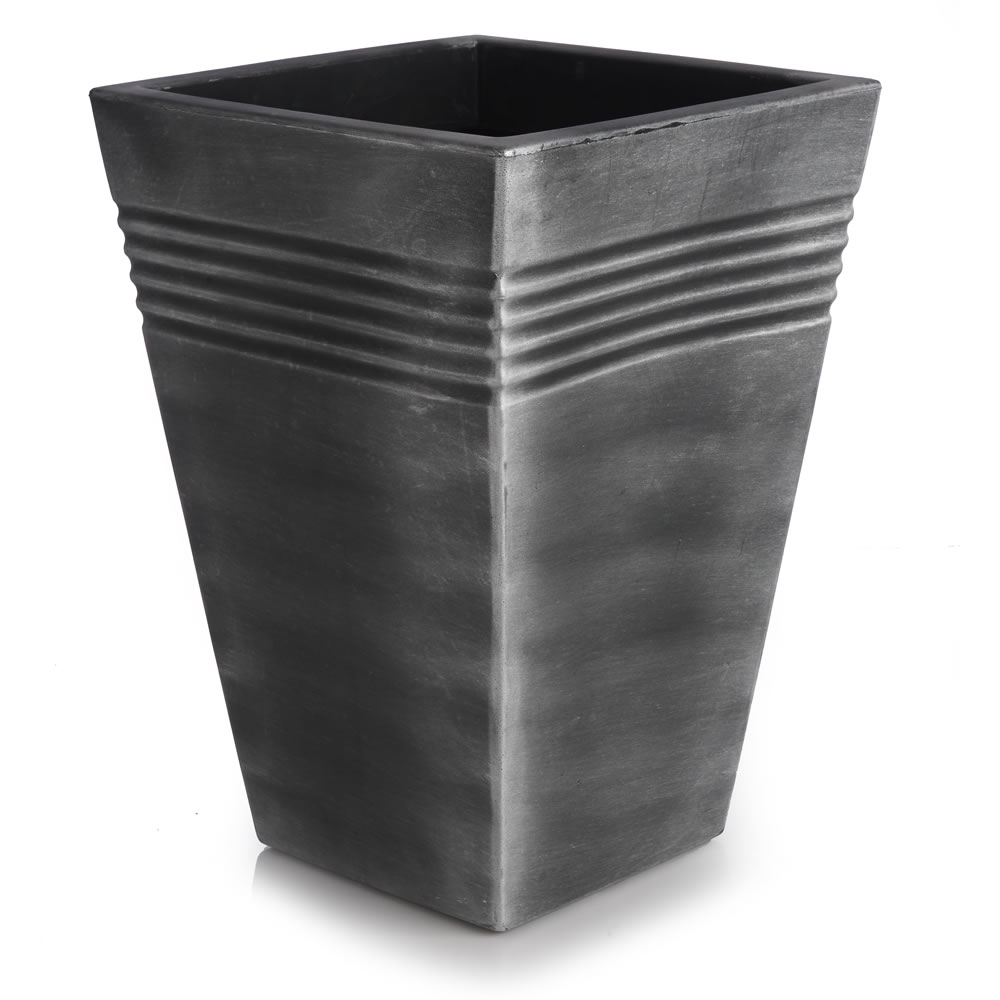 Wilko Gun Metal Madrid Planter Tall Square 35cm Image