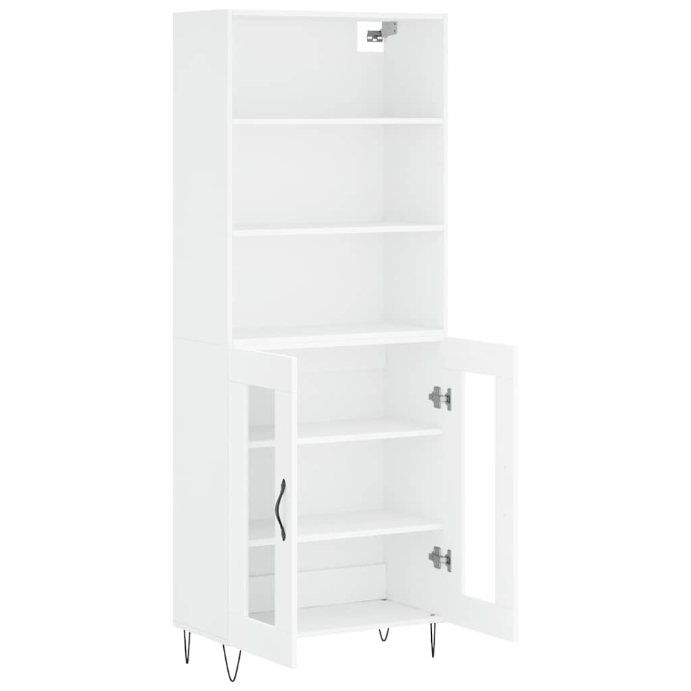 vidaXL 2 Glass Door 3 Shelf White Highboard Image 4