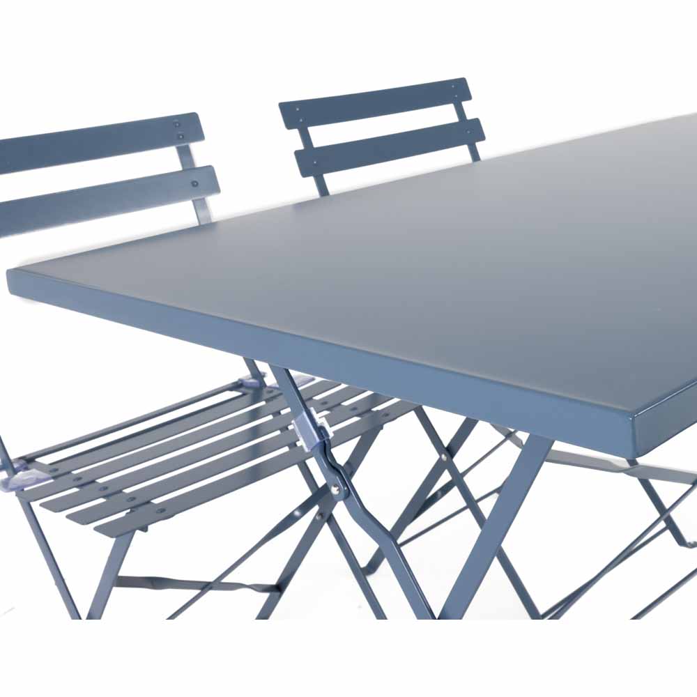 Charles Bentley 4 Seater Folding Metal Rectangular Dining Set Navy And Grey Image 6