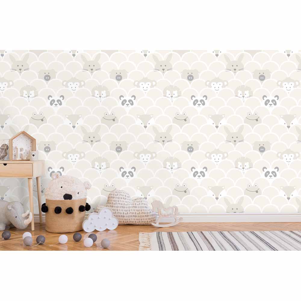 Peek a Boo Neutral Wallpaper Wilko