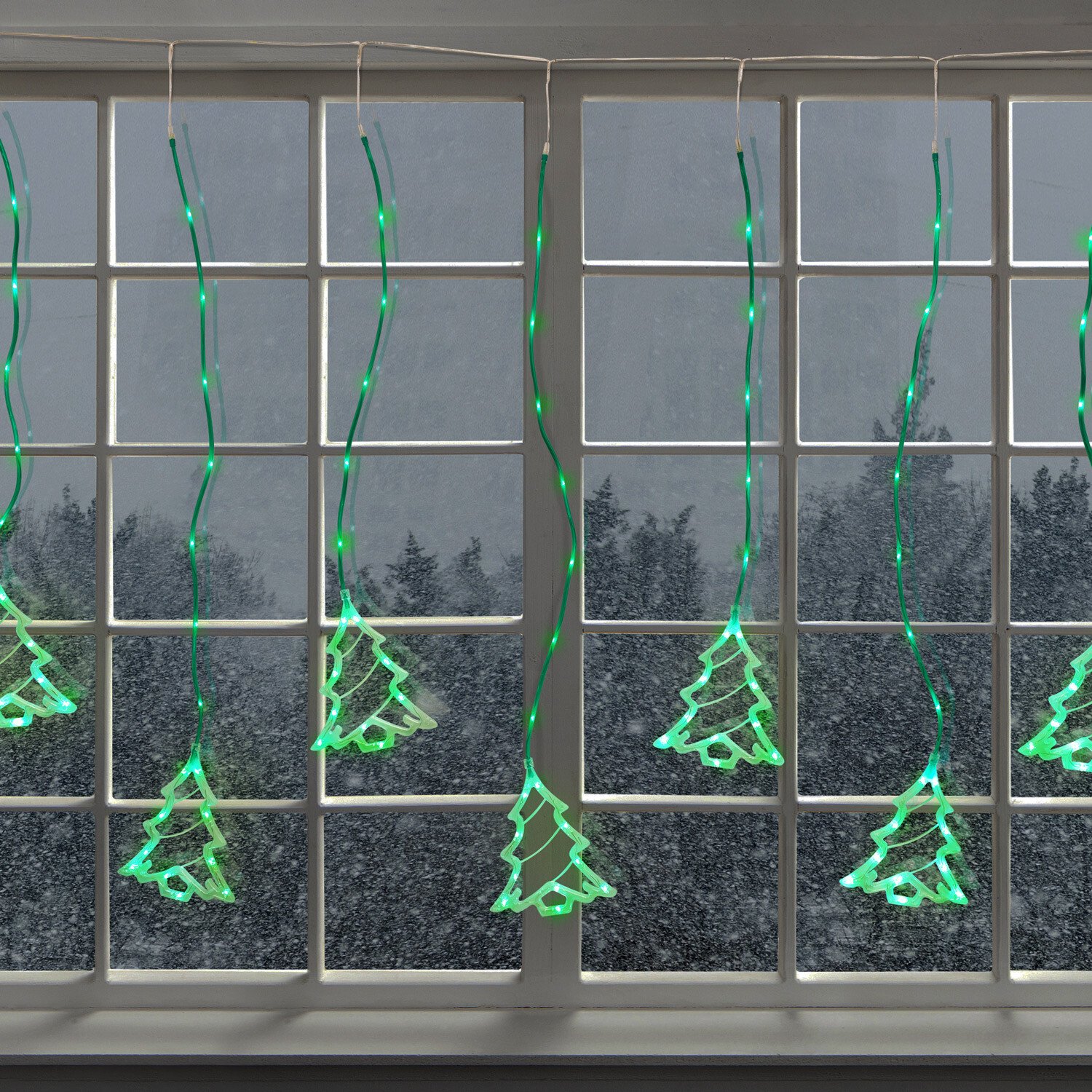 160 LED Christmas Tree Curtain Lights Green Image 2