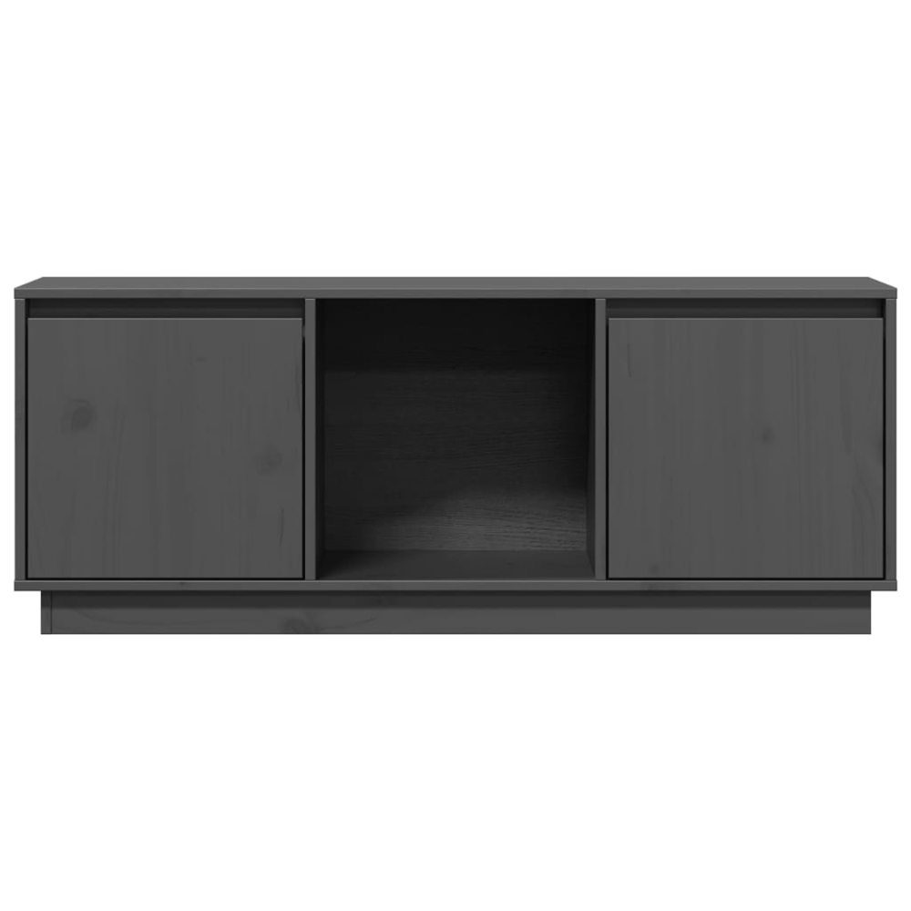 vidaXL 2 Door Single Shelf Grey Solid Pine Wood TV Cabinet Image 5