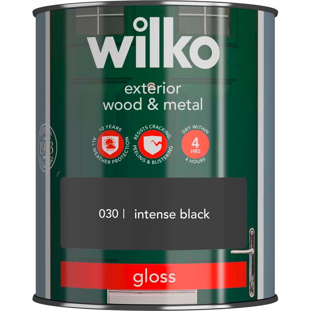 Wilko Pure Brilliant Black Gloss Exterior Paint 750ml Image 2