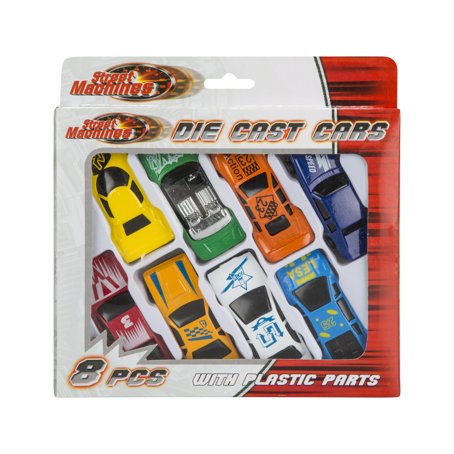 Street Machines Die Cast Free Wheel Car Toy 8 Pack Image