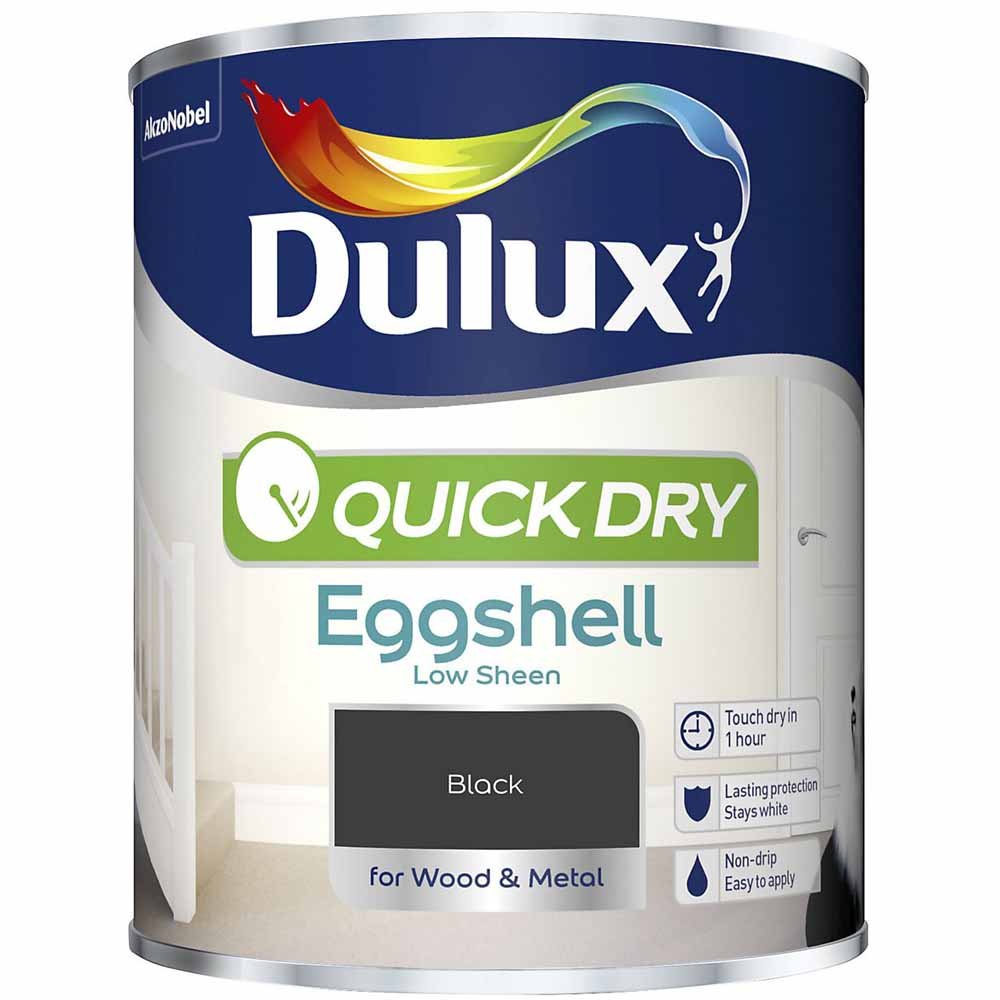 Dulux Quick Drying Black Eggshell Paint 750ml Image 2