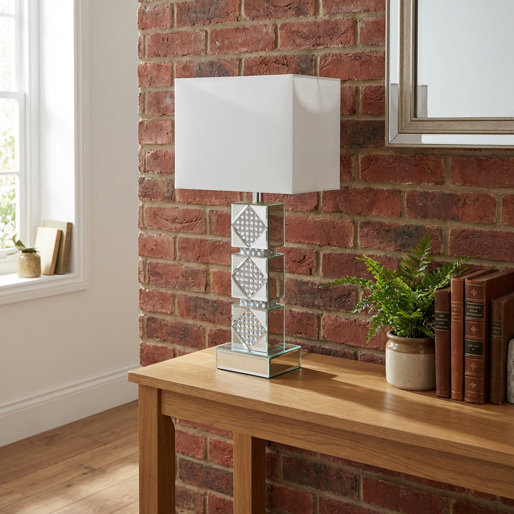 Boutique Collection Tallulah White Crystal Mirror Table Lamp Image 5