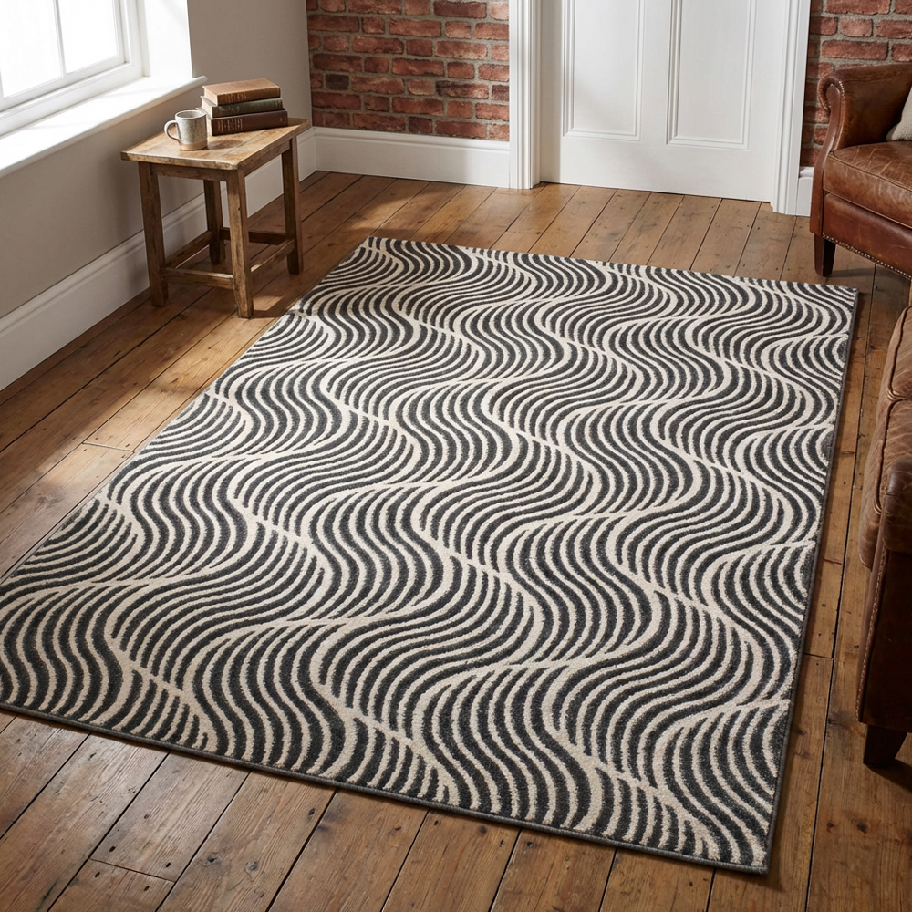 Boutique Swirl Rug Black and Cream 170cm Image 6