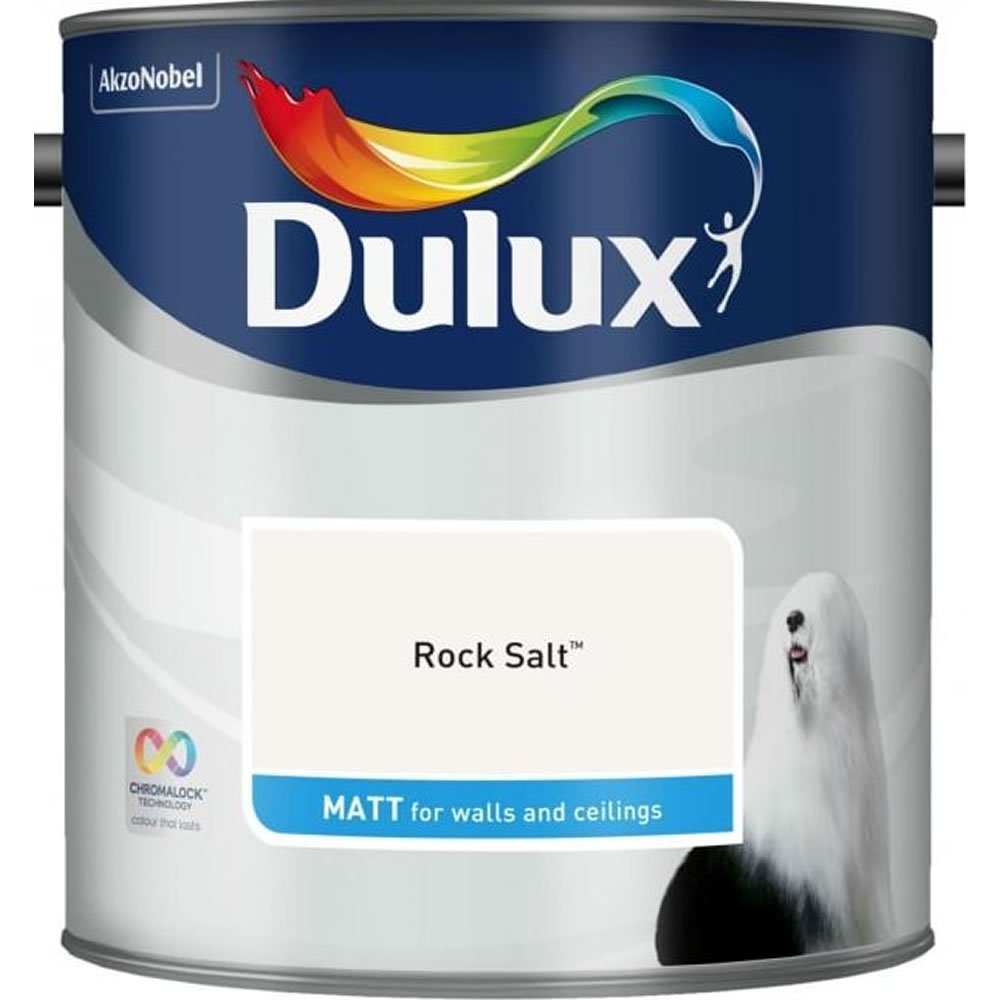 Dulux Walls & Ceilings Rock Salt Matt Emulsion Paint 2.5L Image 2