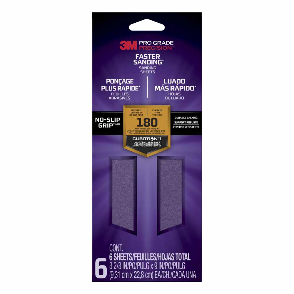 3M Pro Grade Faster Sanding Sheets 180 Grit 6 pack Wilko