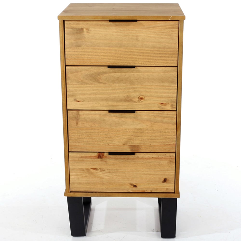 Core Products Texas 4 Drawer Antique Wax Pine Narrow Chest of Drawers Image 3