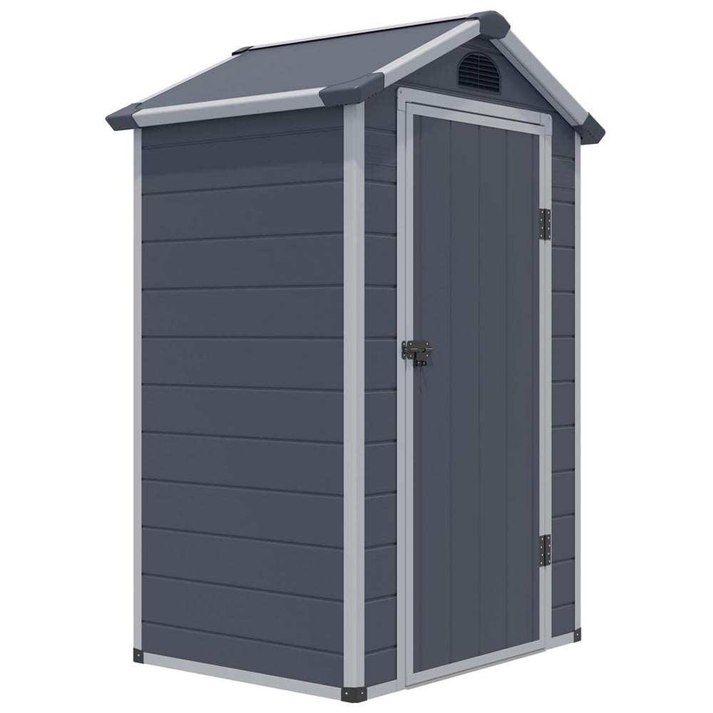 Rowlinson 4 x 3ft Dark Grey Airevale Plastic Garden Shed Image 1