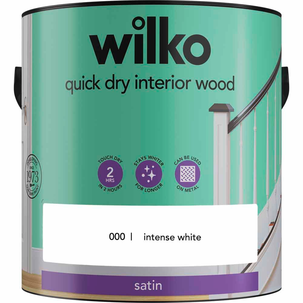 Wilko Quick Dry Intense White Satin Wood Paint 2.5L Image 2