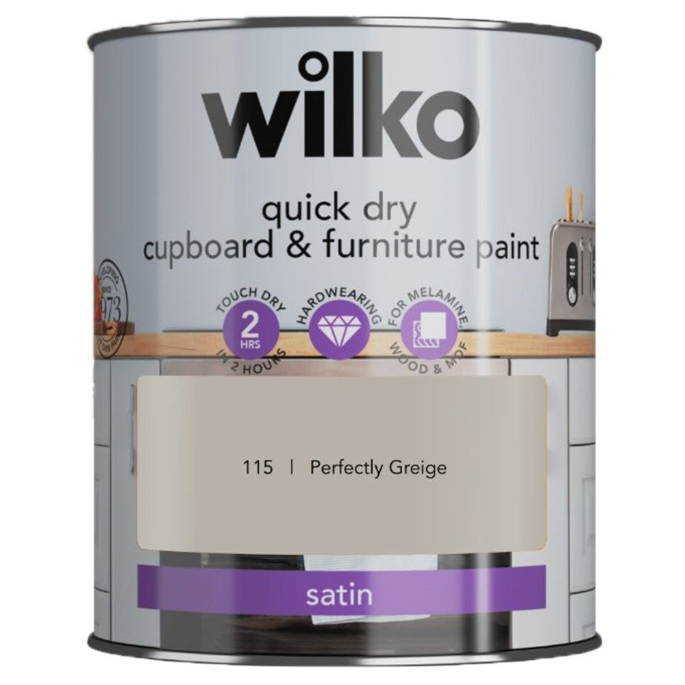 Wilko Quick Dry Perfectly Greige Cupboard and Furniture Paint 750ml Image 2