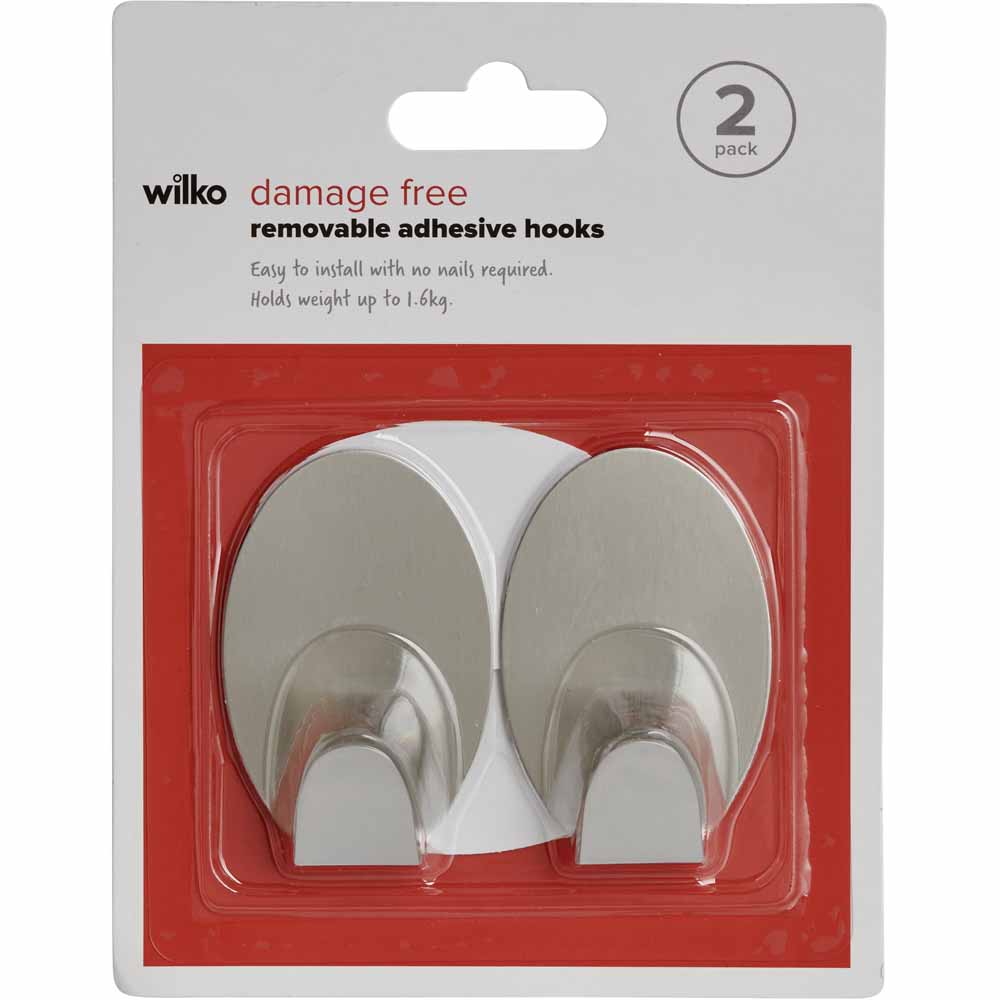 Wilko Oval Damage Free Metal Hooks 2 Pack Image