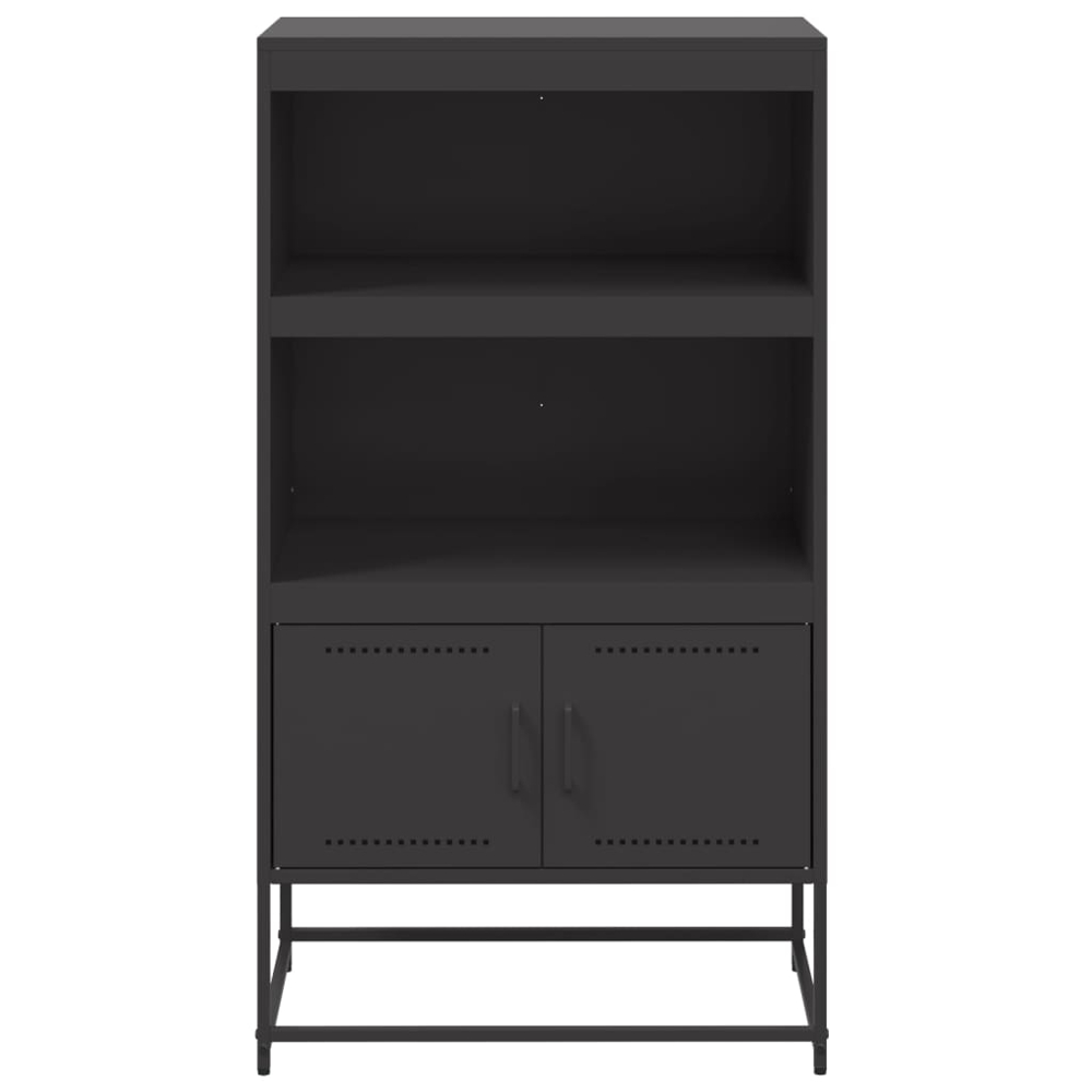 vidaXL 2 Door 2 Shelf Black Steel Highboard Image 6