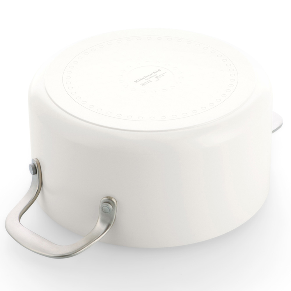 KitchenAid 24cm 4.91L Porcelain White Coloured Aluminium Casserole with Lid Image 3
