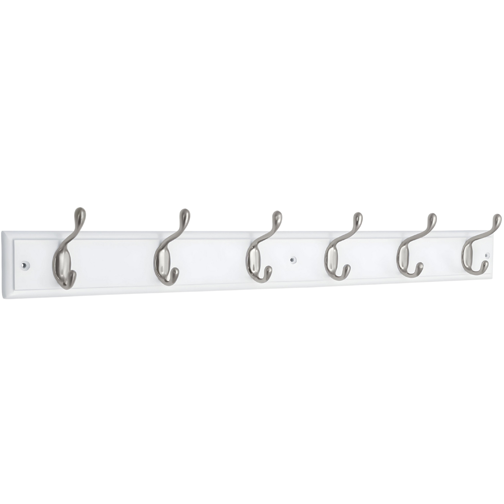 Headbourne White and Satin Nickel 6 Hook Coat Rail Image 1
