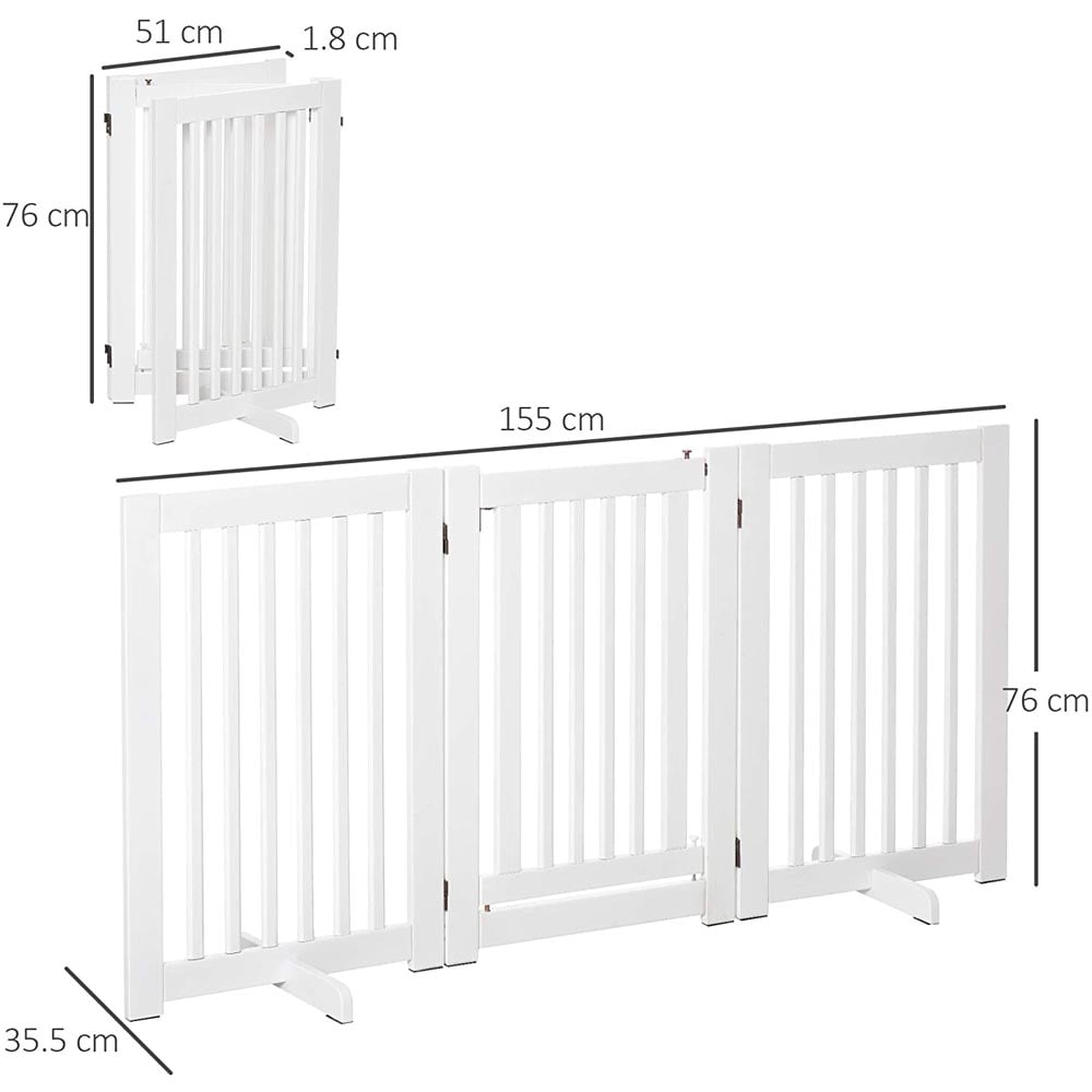 PawHut 155cm White Freestanding Dog Gate Image 7