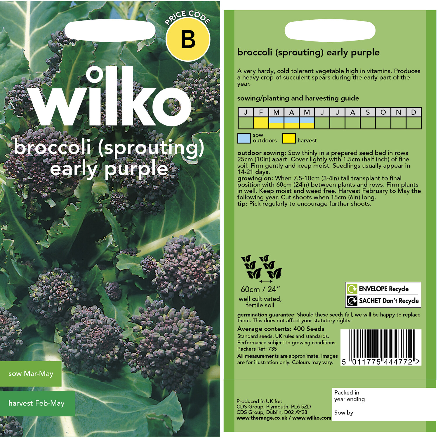Wilko Broccoli Early Purple Sprouting Seeds Image 3