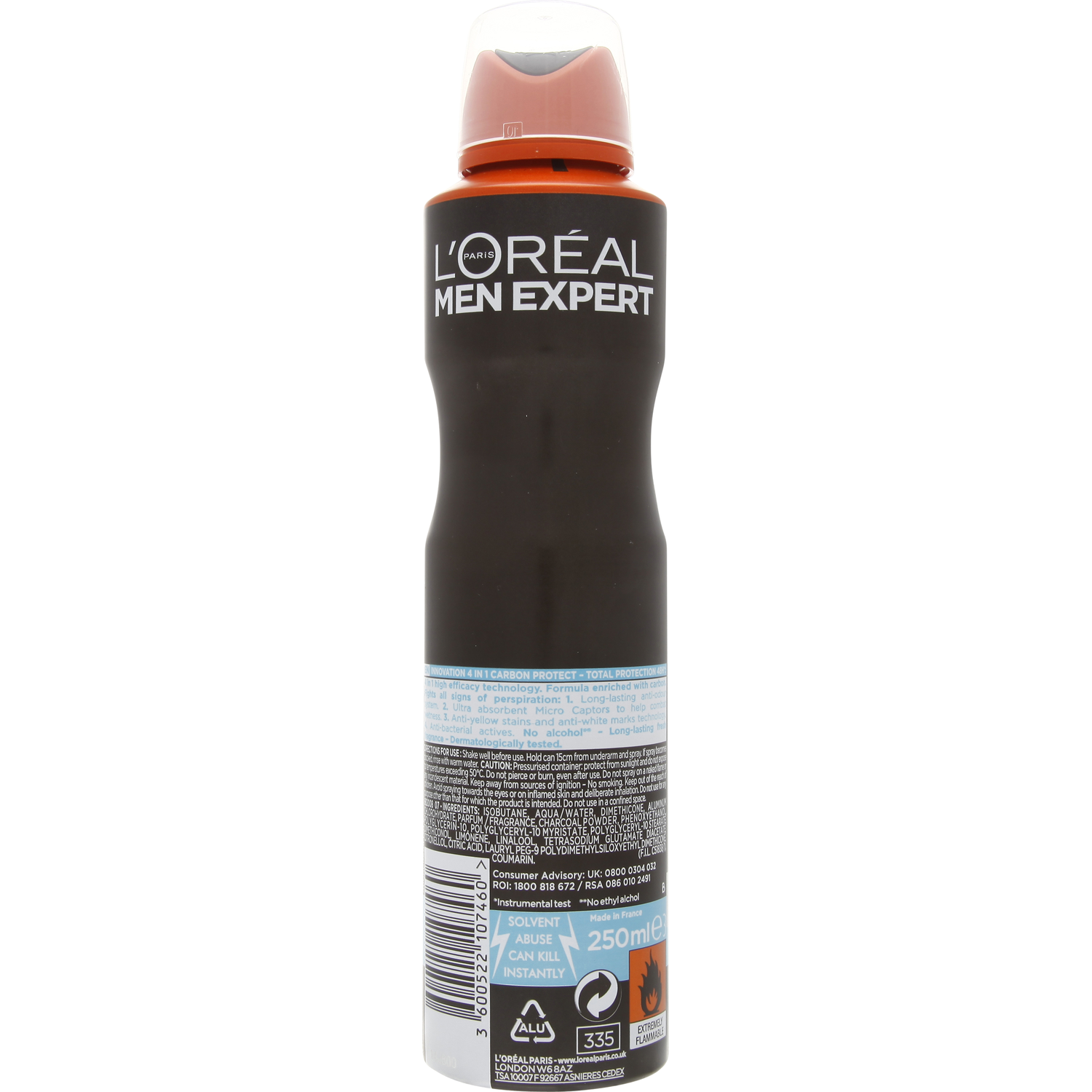 Men Expert Carbon Protect Deodorant 250ml - Black Image 2