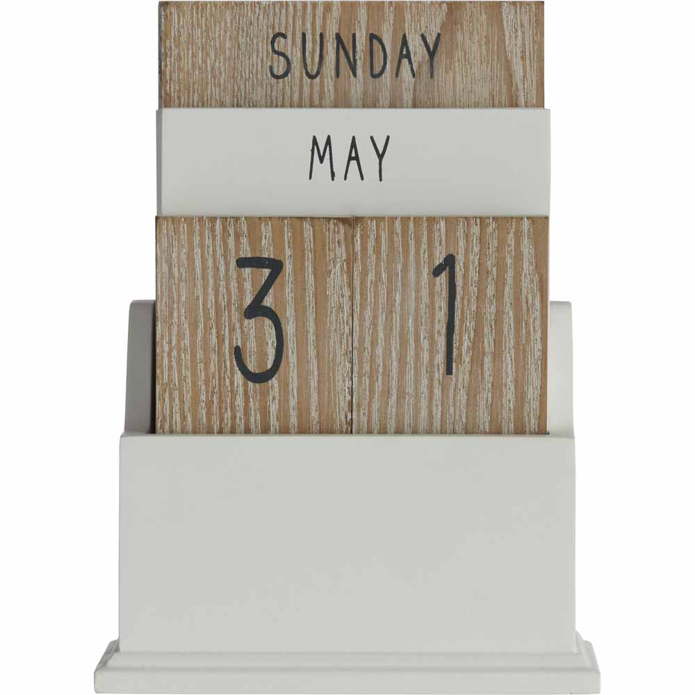 Wilko Wooden Desktop Calendar Image 1
