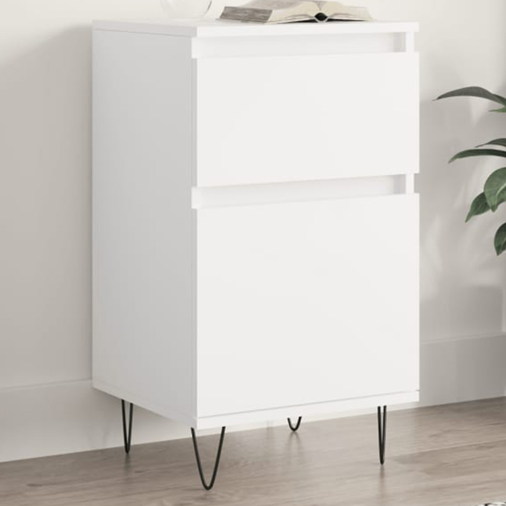 vidaXL Single Door Single Drawer White Small Sideboard Image 1