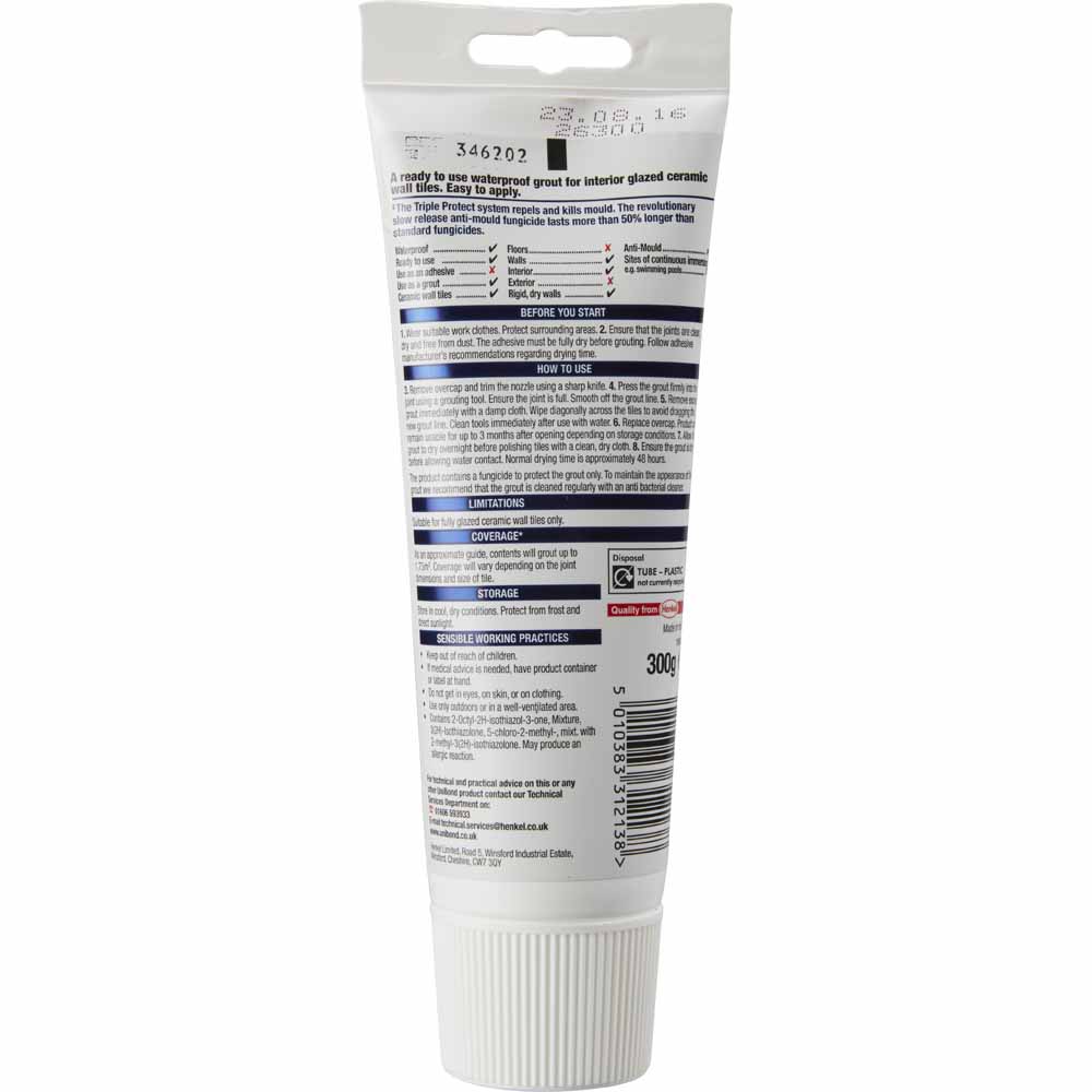 Unibond White Waterproof Triple Protection Anti-Mo uld Quick Grout 300g Image 2