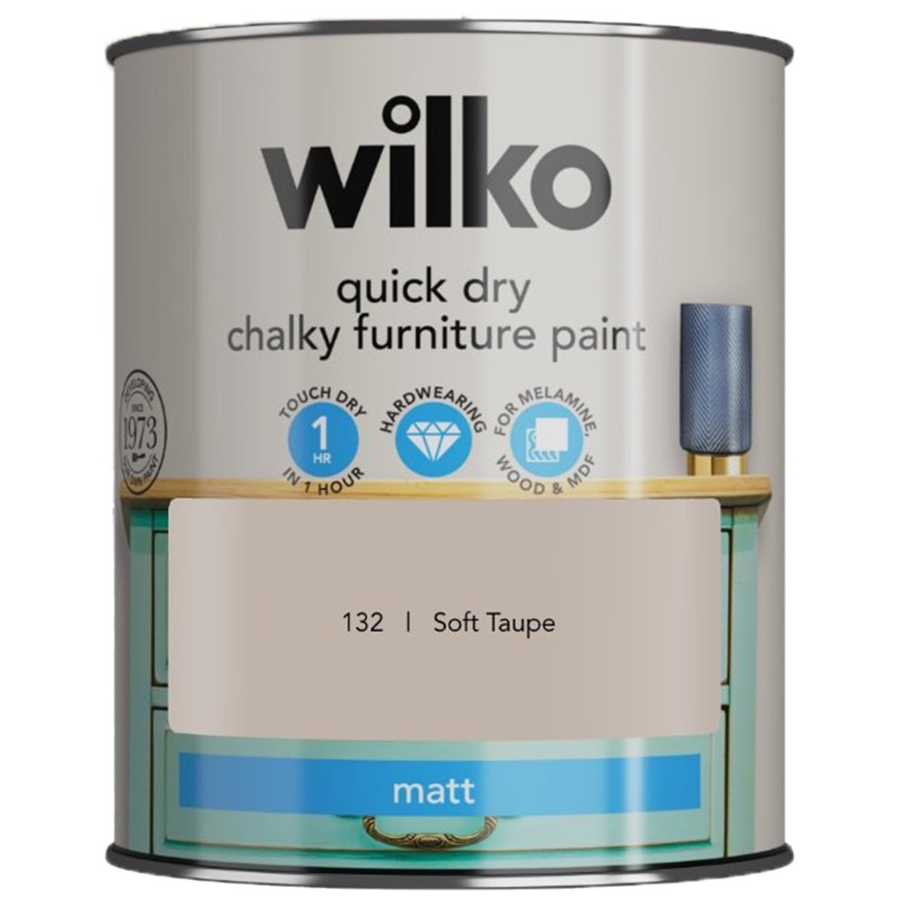 Wilko Quick Dry Soft Taupe Furniture Paint 750ml Image 2