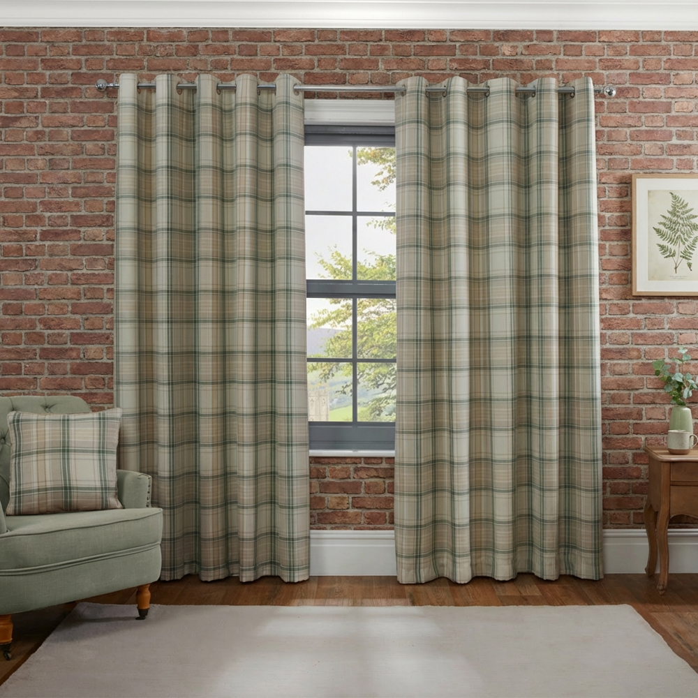 Divante Hatfield Green Check Blackout Curtains 183 x 168cm Image 6