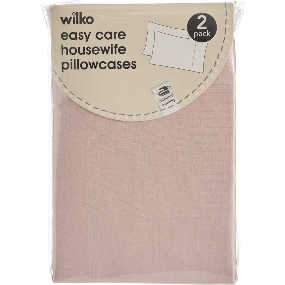 Wilko Easy Care Blush Pink Housewife Pillowcases 2 Pack Image 3