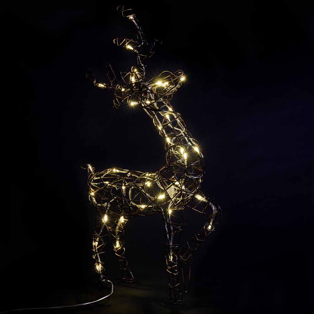 Wilko Small Rattan Reindeer Christmas Light Image 1