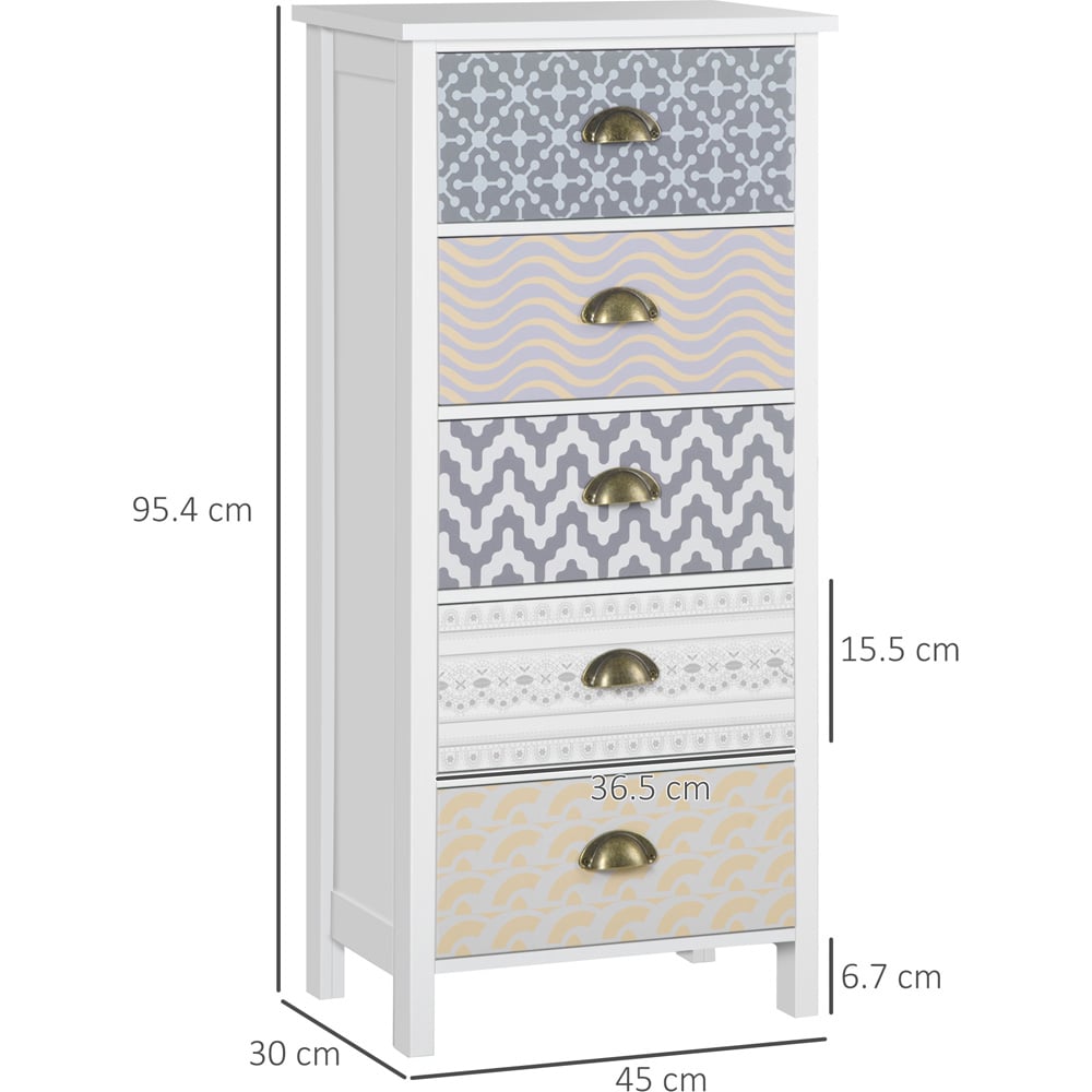 Portland 5 Drawer Multicolour Tallboy Chest of Drawers Image 8