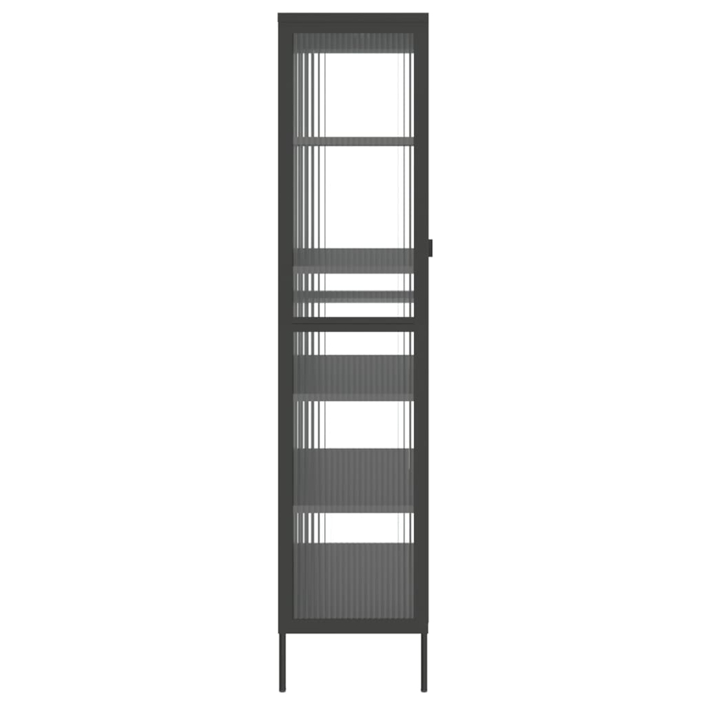 vidaXL 2 Glass Door Black Fluted Glass and Steel Highboard Image 7