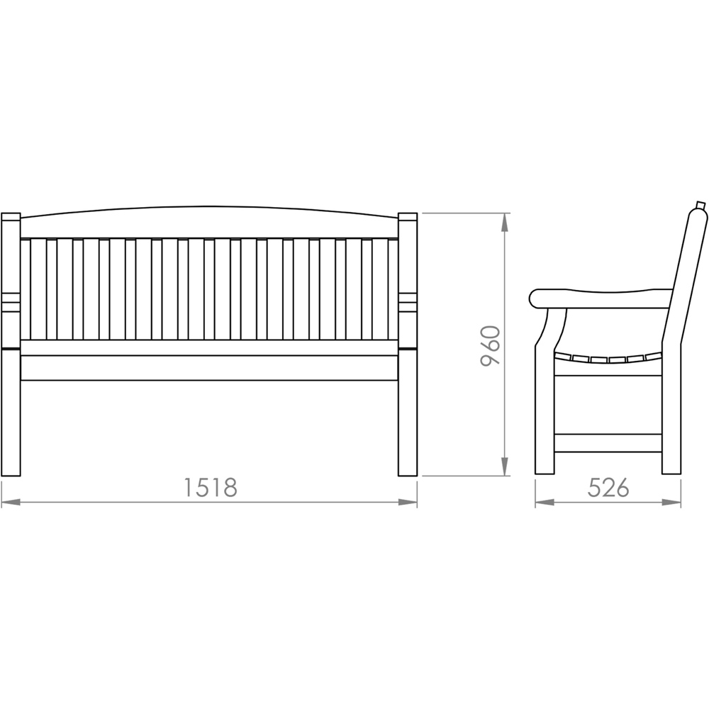 Mercia Carlton 3 Seater Natural Timber Garden Bench Image 6
