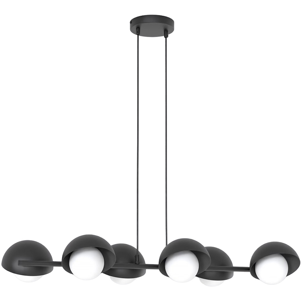 Emibig Boom 6 Light White Shade Black Pendant Lamp Image 1