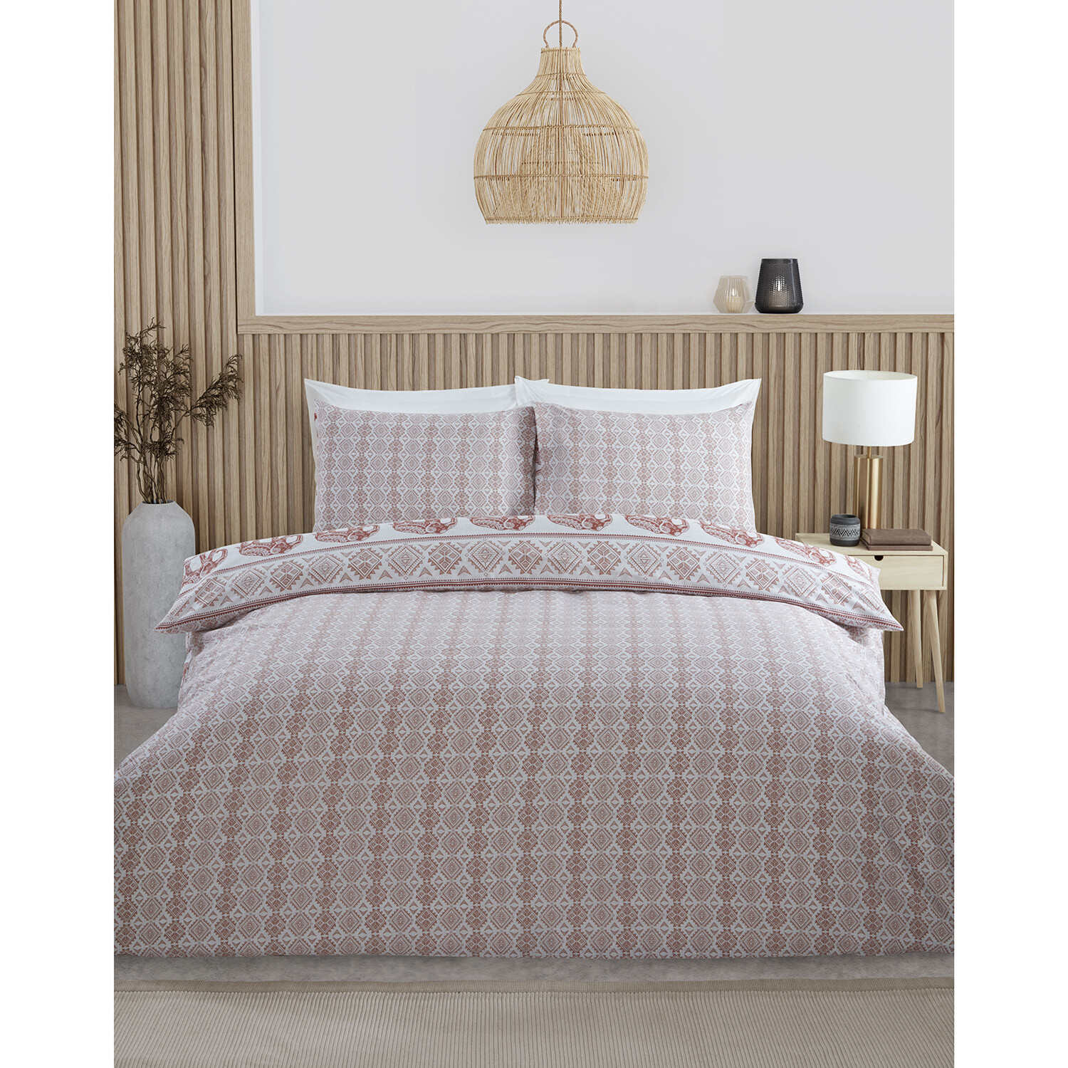 Hathi Elephant Duvet Cover and Pillowcase Set - Rust / Single Image 2