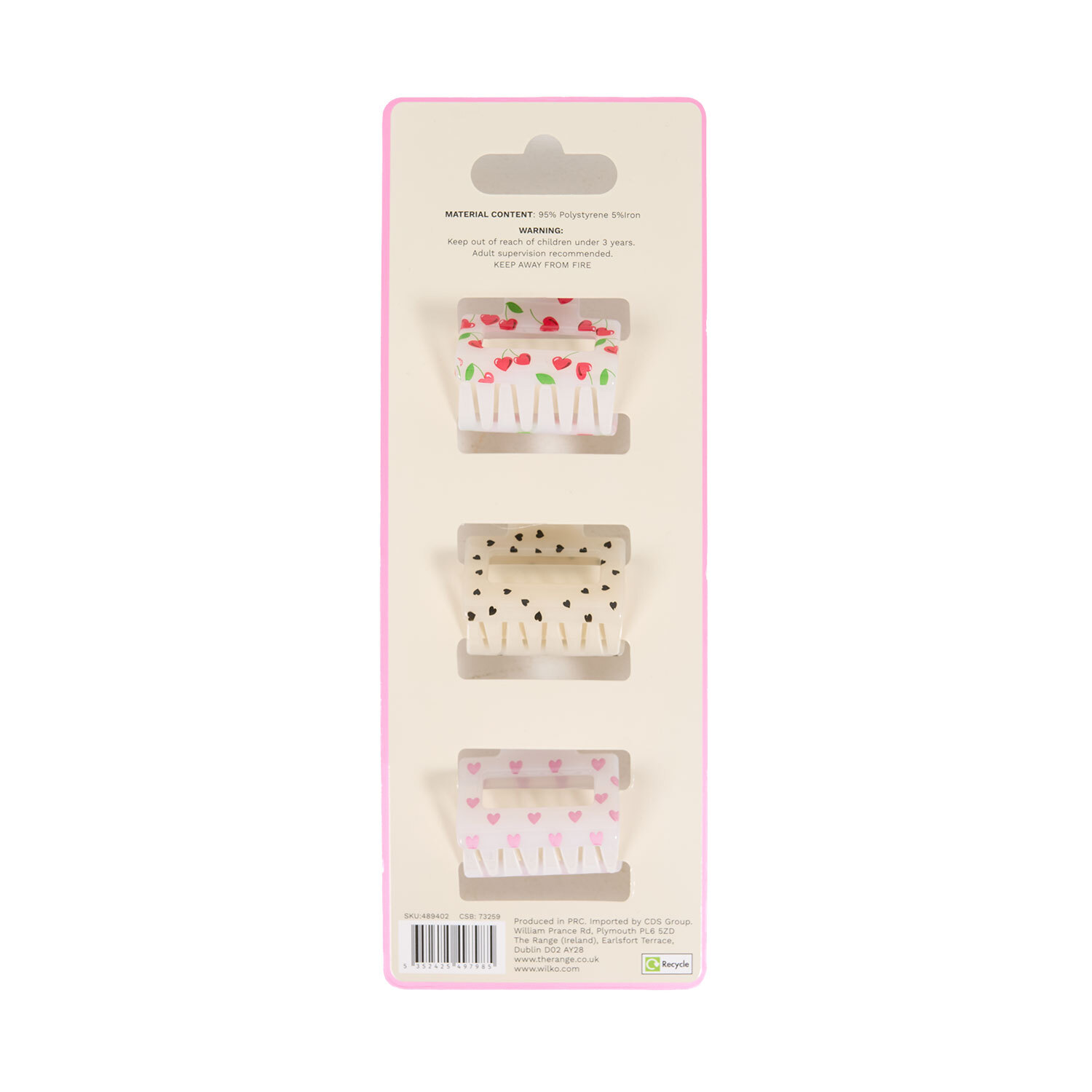 Pack of 3 Mini Patterned Claw Clips Image 3