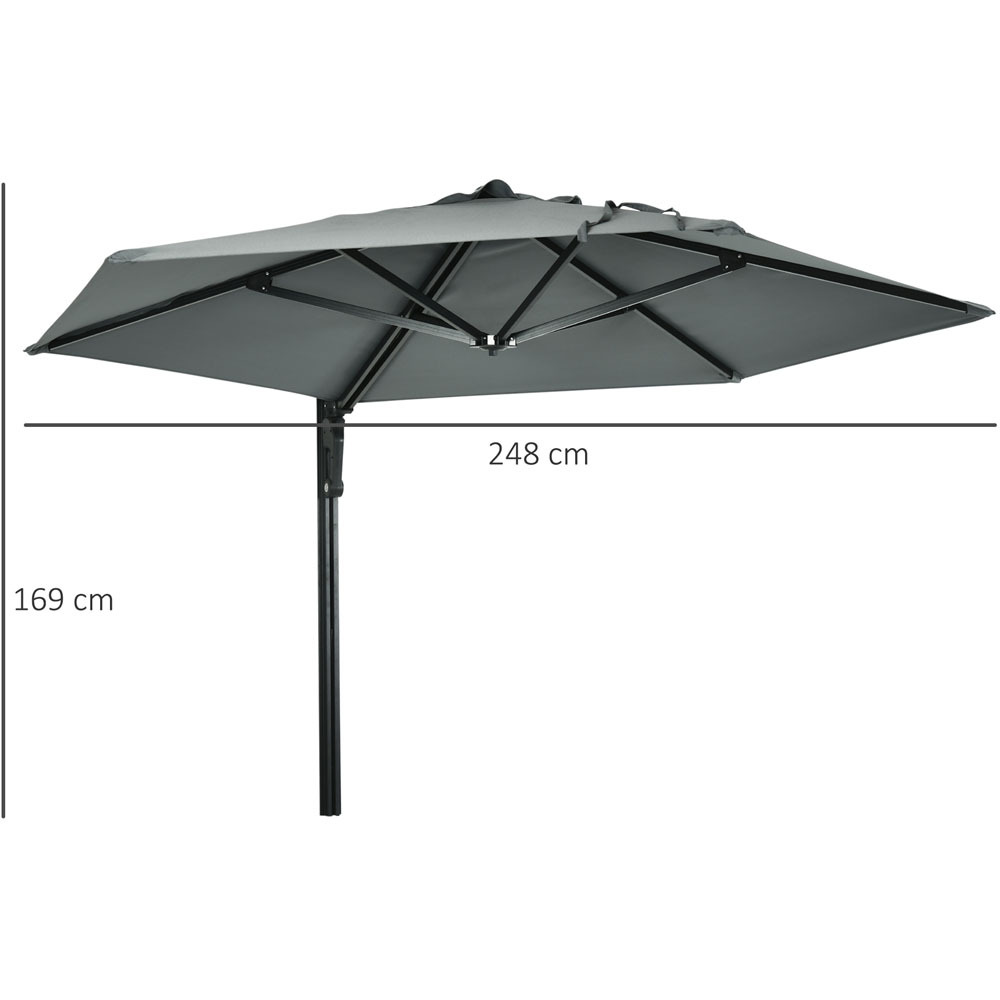 Outsunny Grey Wall-Mounted Parasol 2.5m Image 5