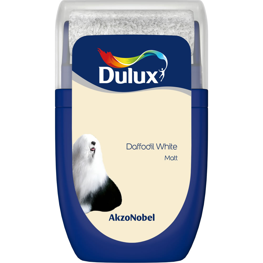 Dulux Daffodil White Matt Emulsion Paint Tester Pot 30ml Image 1