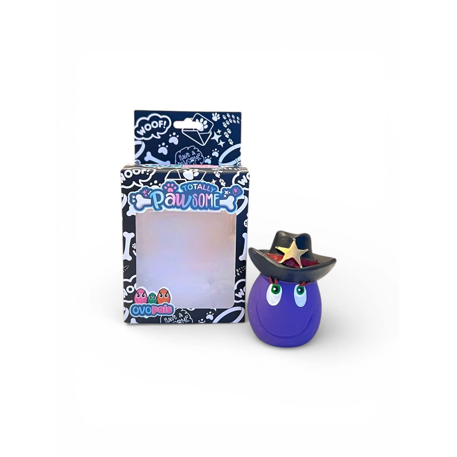 Totally Pawsome OVO Pals Sheriff Bucky Purple Squeaky Dog Toy Image 2