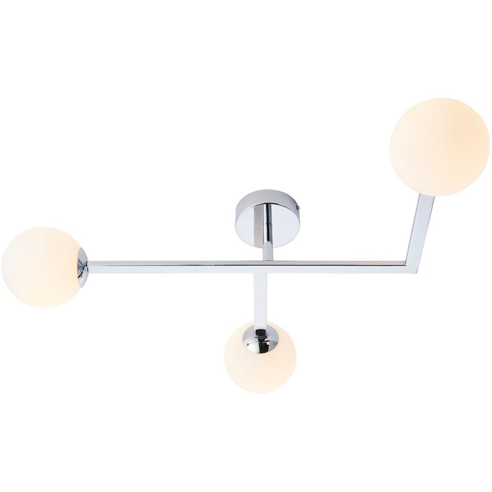 Merano Riomaggiore Matt Opal Glass Shade Semi Flush Chrome Plate 3 Light Ceiling Light Image 3