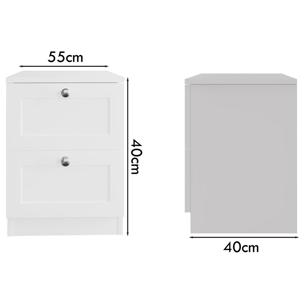 FWStyle Artus 2 Drawer White Panelled Bedside Table Image 7