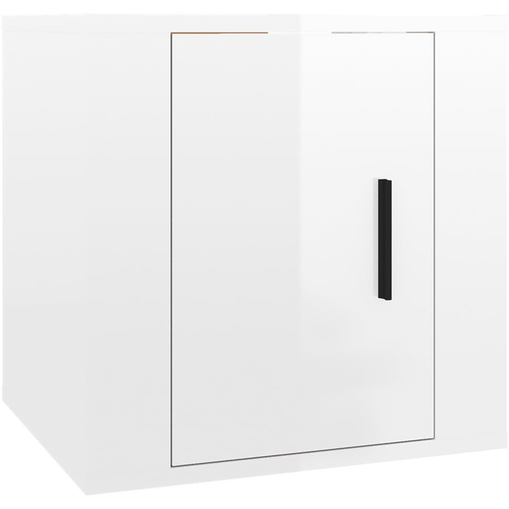 vidaXL Single Door High Gloss White Wall Mounted TV Cabinet Image 2