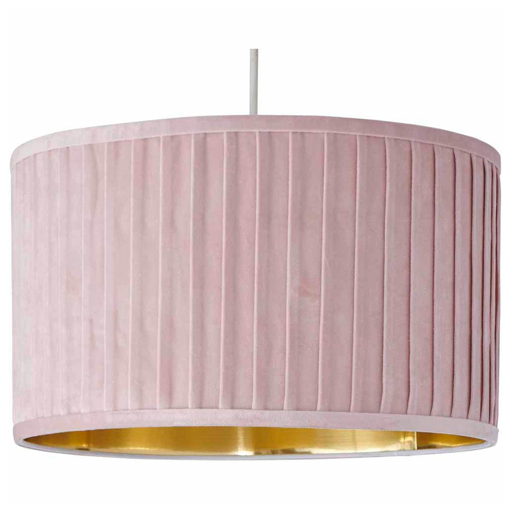 Wilko Pink Velvet Pleated Light Shade 40cm Image 1