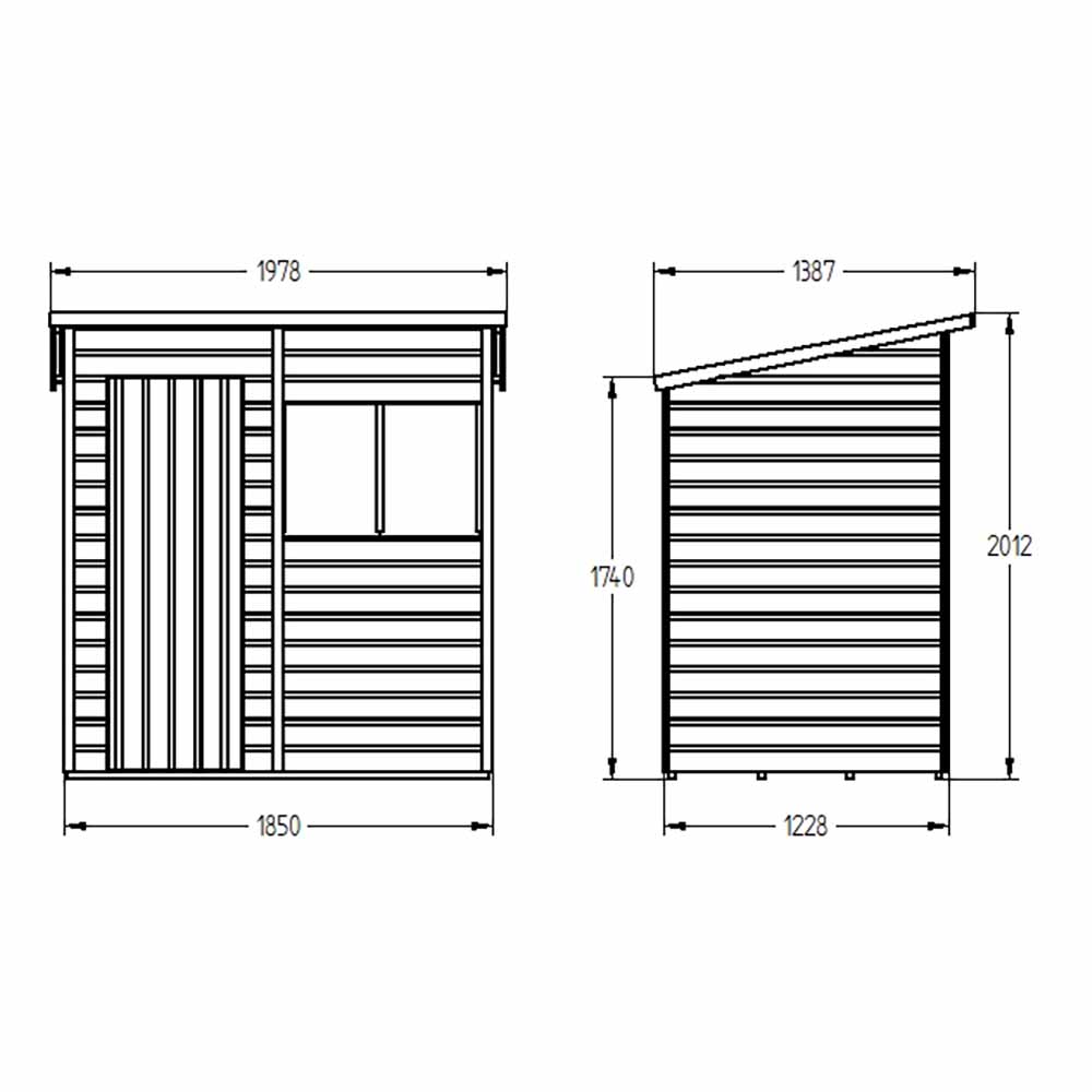Forest Garden 6 x 4ft Shiplap Dip Treated Pent Shed Image 15