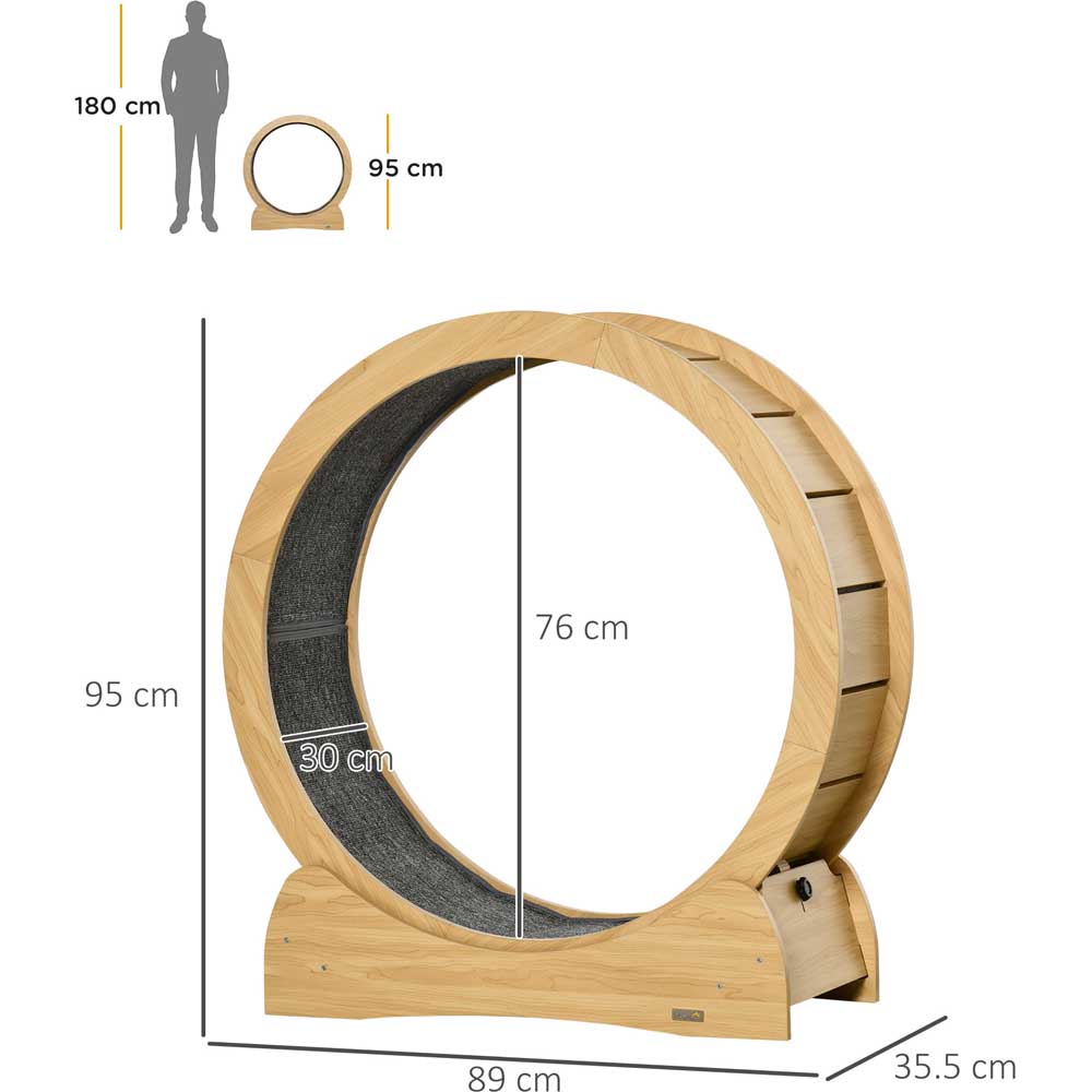 PawHut Cat Wooden Running Wheel with Brake Image 9