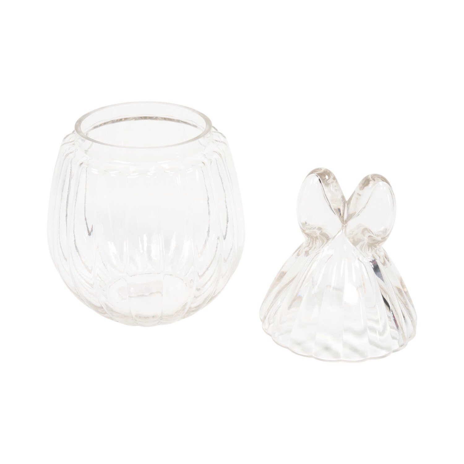 Ribbed Bunny Glass Jar Clear Image 4